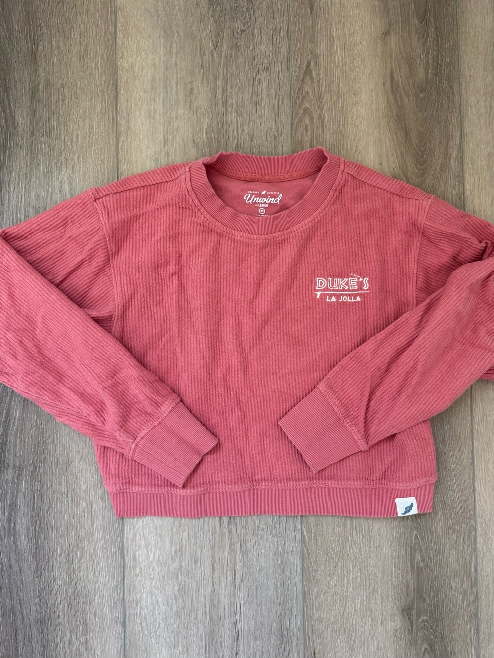 Duke's La Jolla Pink Ribbed Crewneck Sweater Pullover Sweatshirt Medium M
